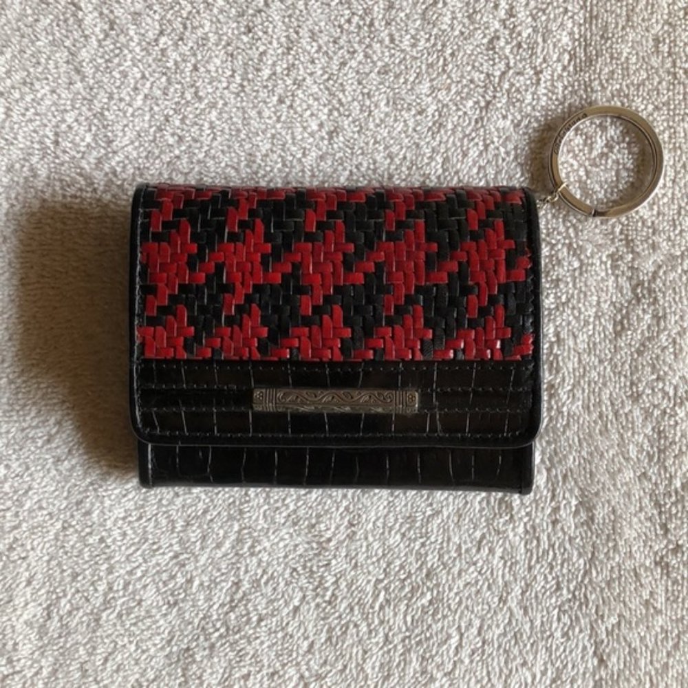 Brighton Red and Black Woven Wallet and Key Fob